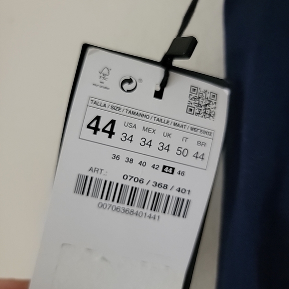 Zara Mens Navy Blue Cotton Shorts - Picture 3 of 8